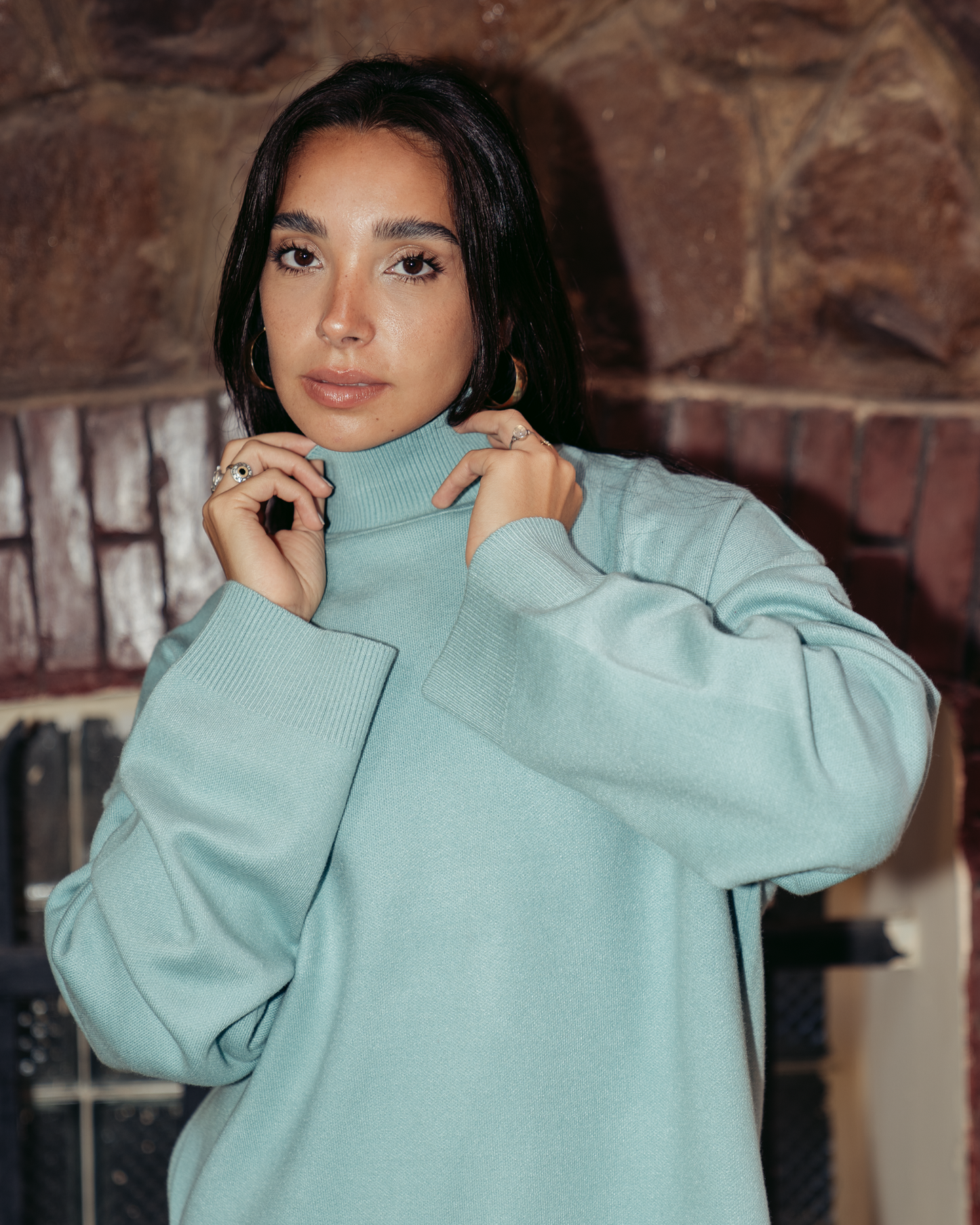 HUG ME KNITTED SWEATER - SOFT TURQUOISE