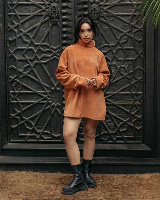 THE TURTLE NECK COPPER DRESS