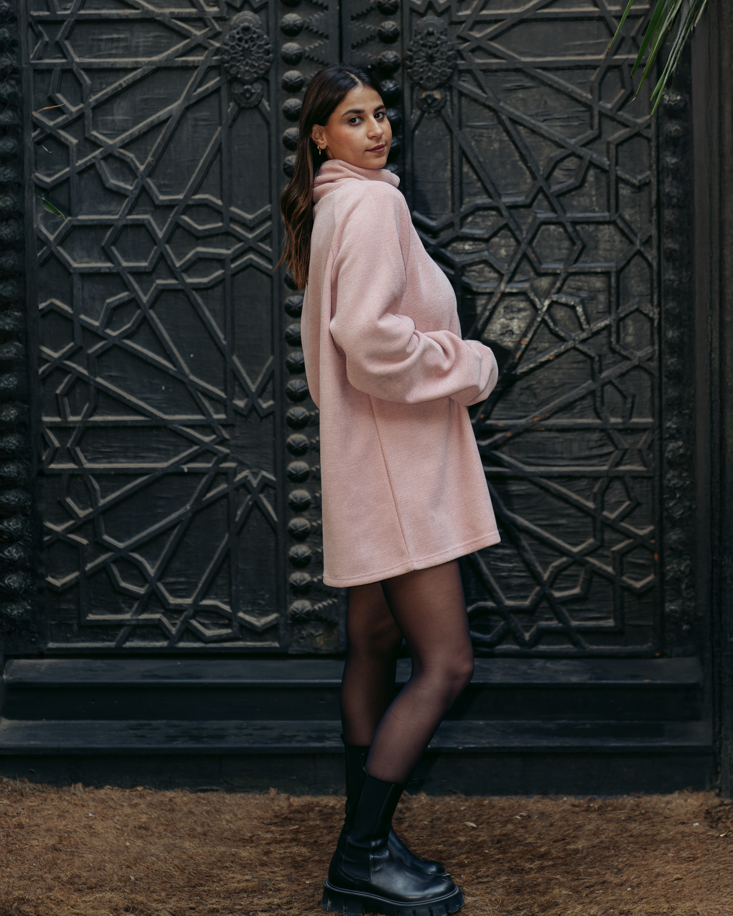 THE TURTLE NECK PINK DRESS