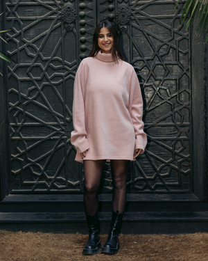 THE TURTLE NECK PINK DRESS