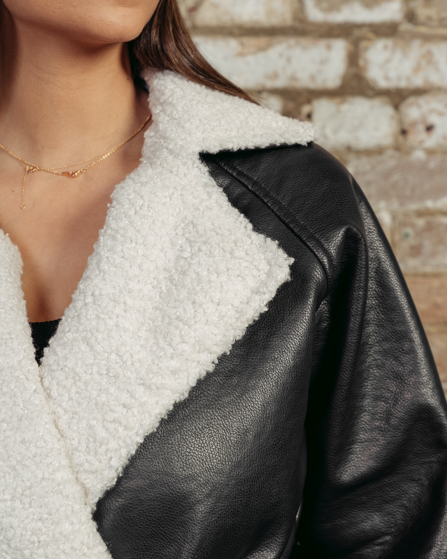 BLACK AND WHITE LEATHER JACKET