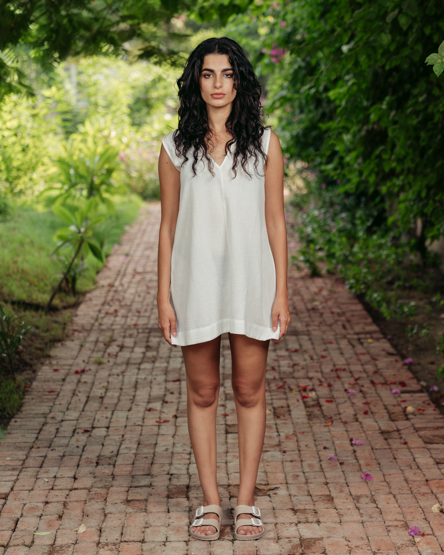 WHITE COVER UP LINEN DRESS