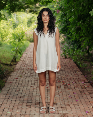 WHITE COVER UP LINEN DRESS