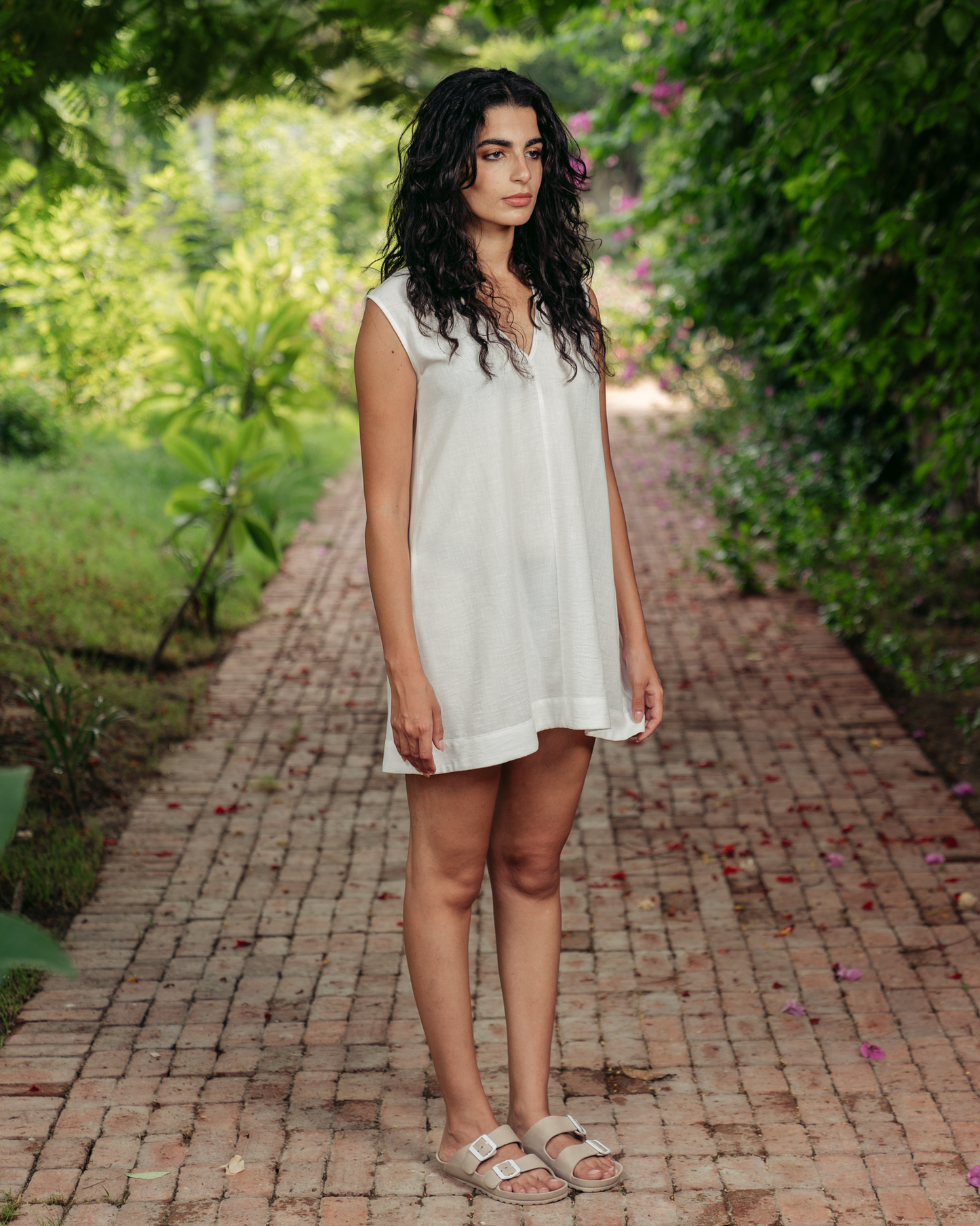 WHITE COVER UP LINEN DRESS