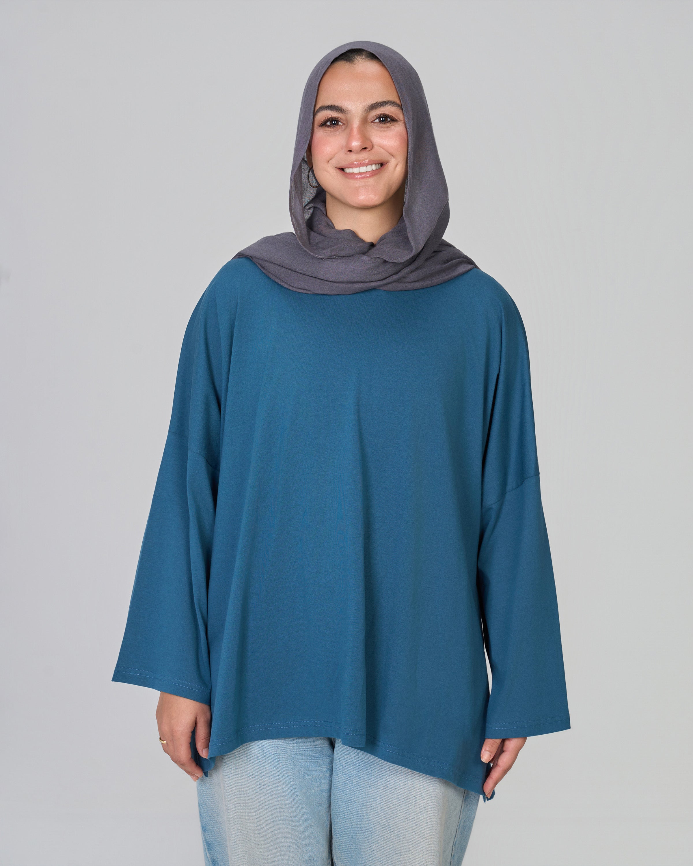 BASIC LONG SLEEVES SHIRT - TEAL